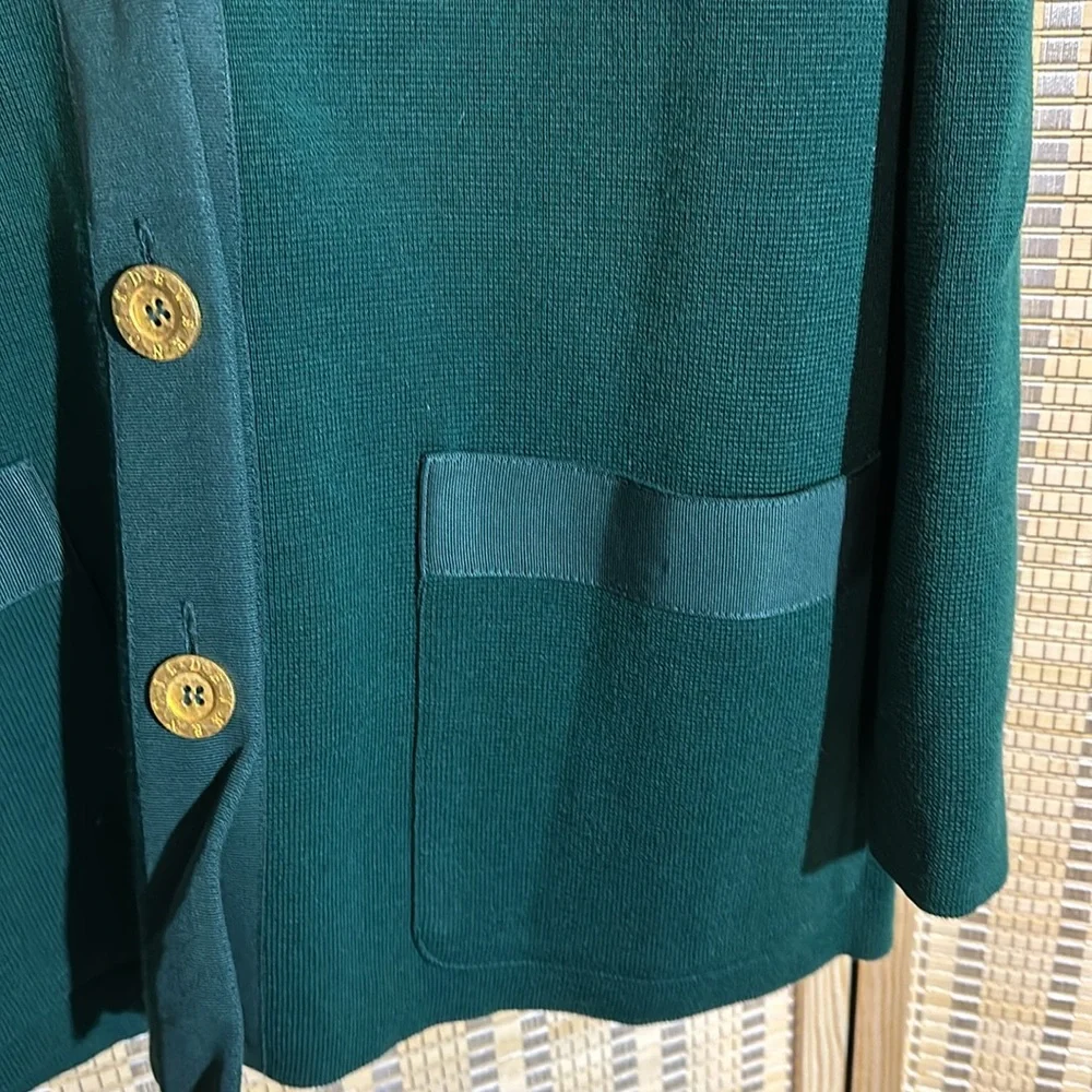 Devernois Paris Vintage 1970s Forest Green Preppy Cardigan Sweater Blazer 18? - Picture 10 of 16